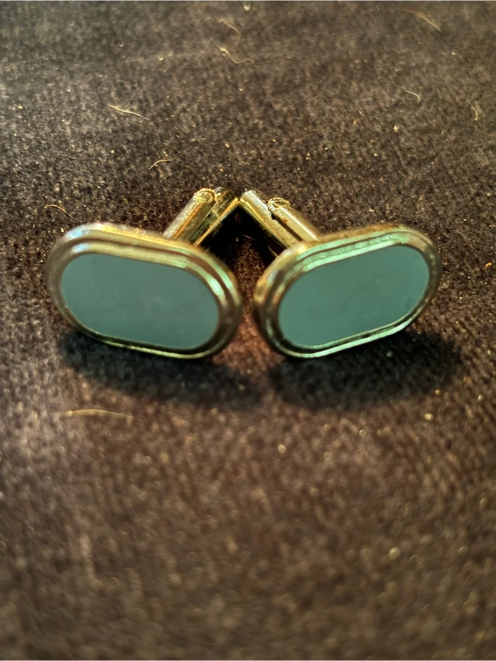 Classic Oval Geay Enamel Cufflinks - silver Trim